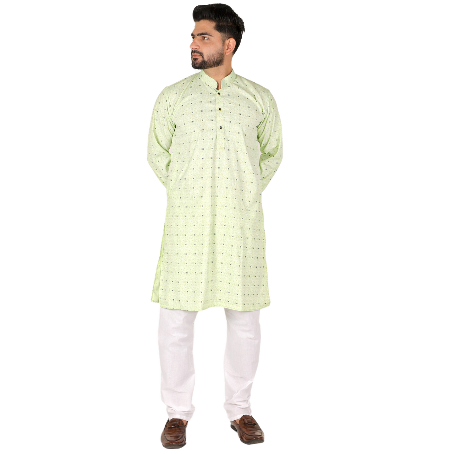 Pro Ethic Men's Kurta pajama set - Printed | Cotton | Green | (A-114)