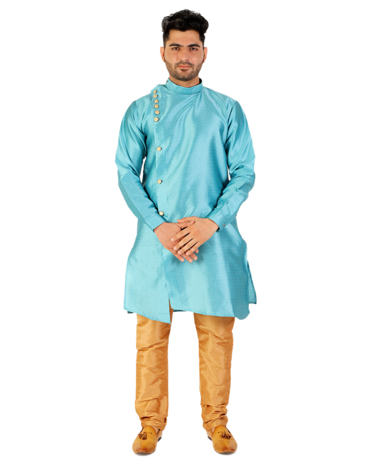 Pro Ethic Firozi Men's Kurta Pajama Silk Self Design (A-102)