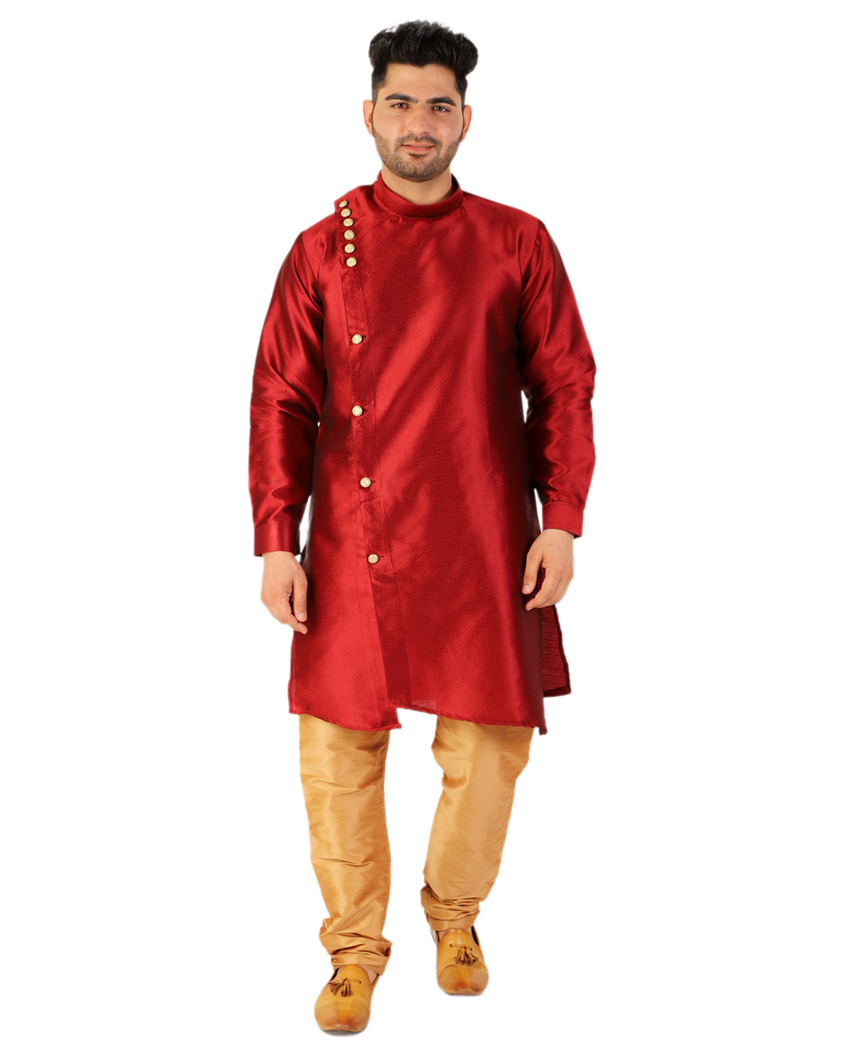 Pro Ethic Maroon Men's Kurta Pajama Silk Self Design (A-102)