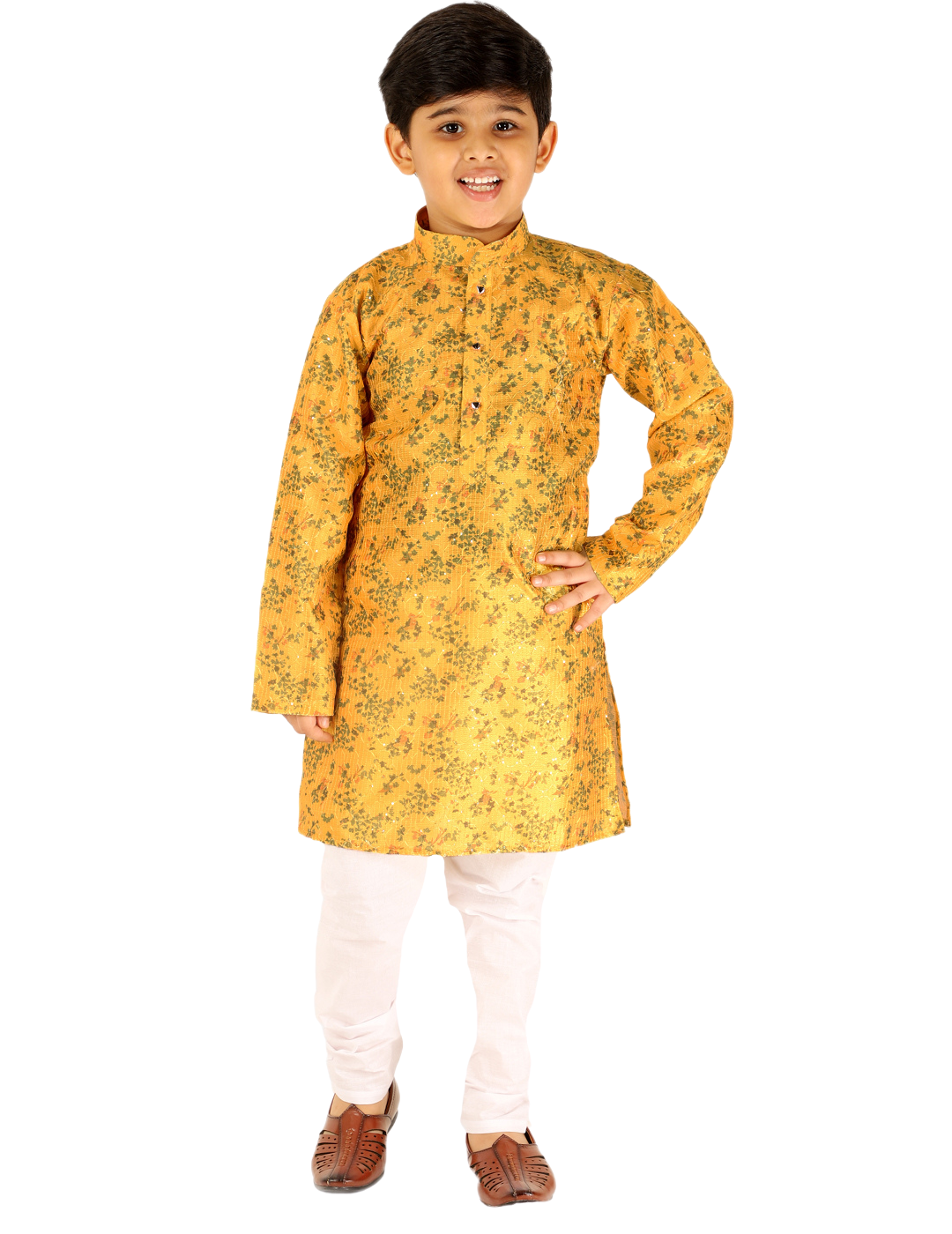 Pro Ethic Boys Kurta Pajama Set Silk Embellished Design Yellow (S-172)