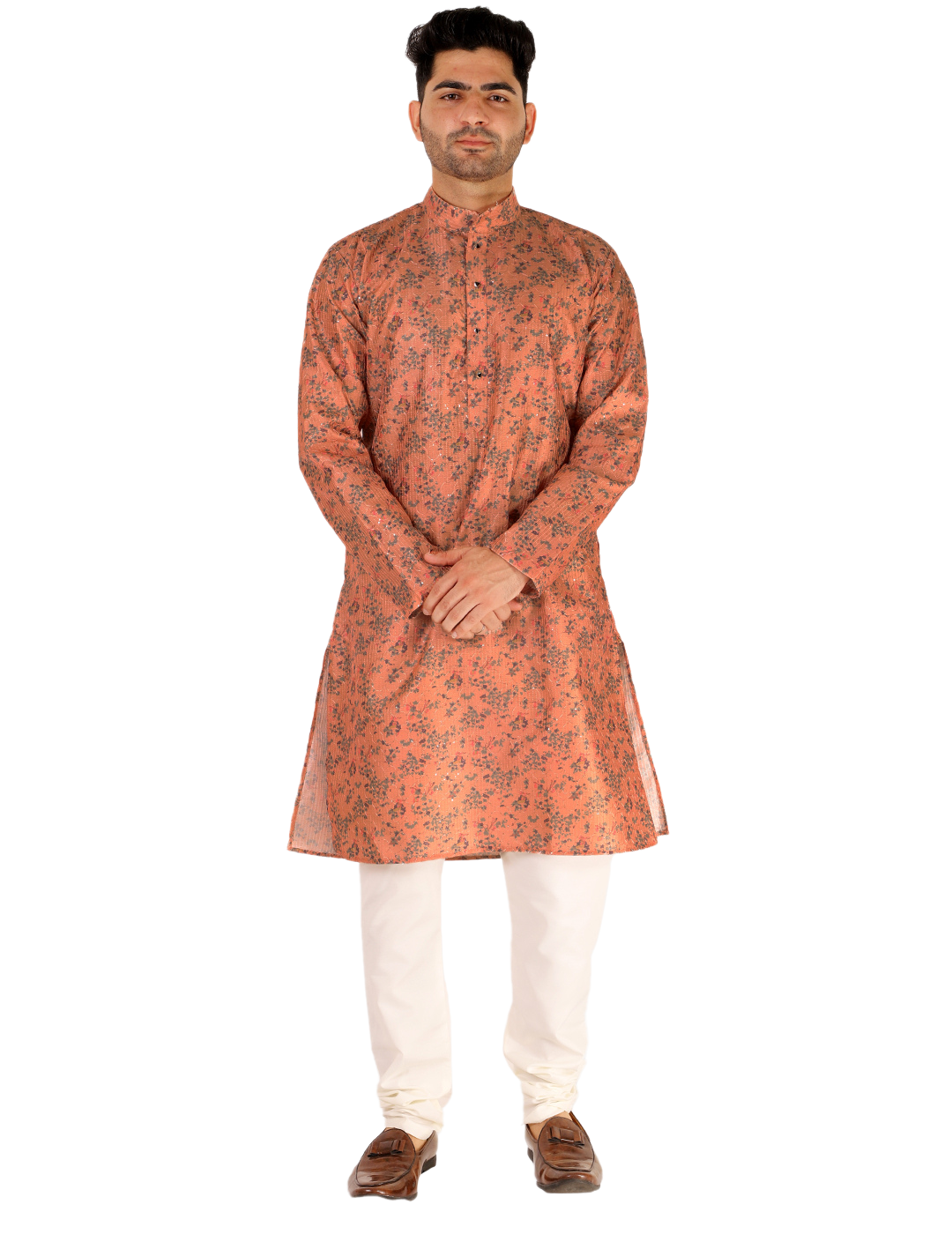 Pro Ethic Men's Kurta Pajama Set Silk - Asymmetrical Style - Pink (A-107)