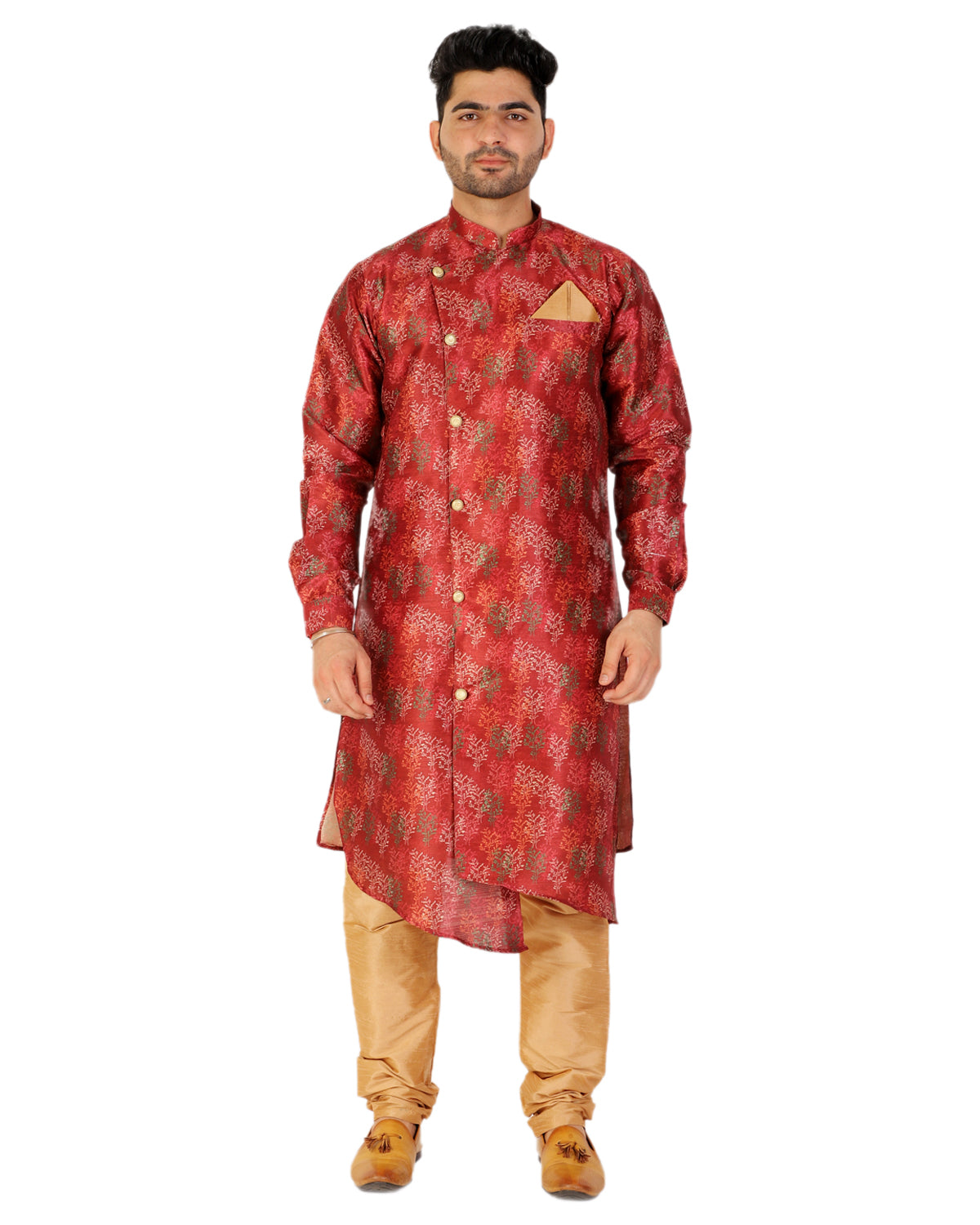 Pro Ethic Men's Kurta Pajama Set Silk - Maroon (A-106)