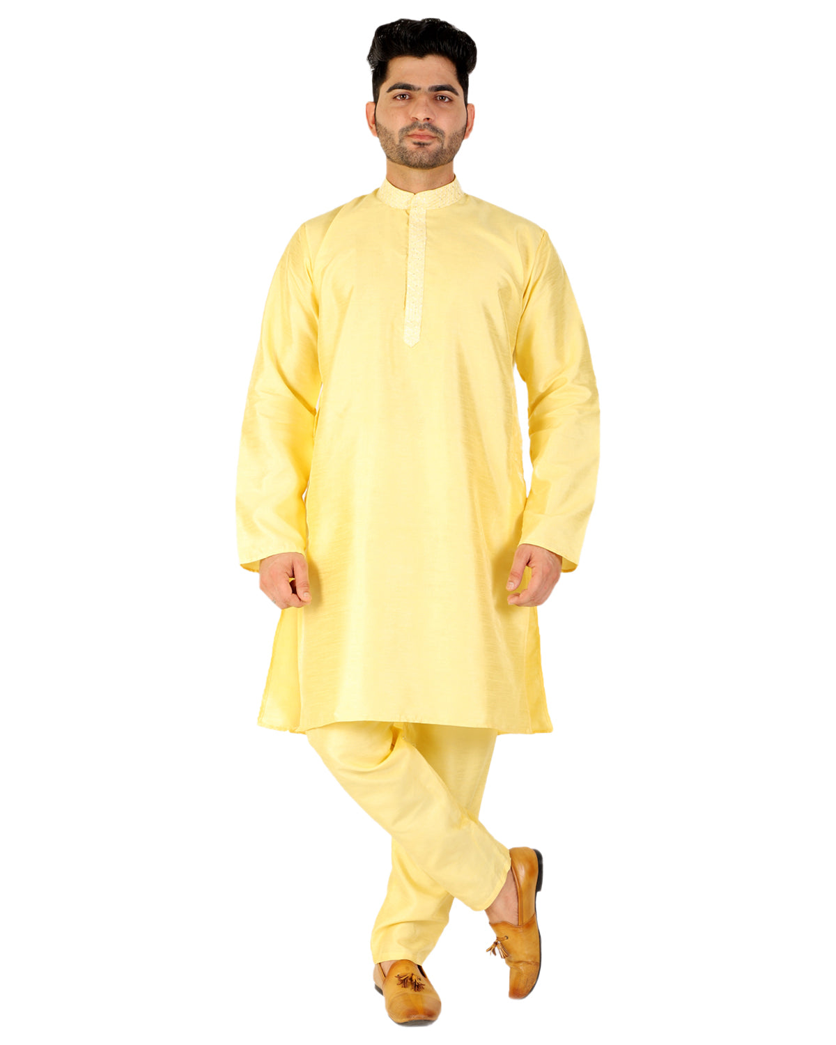 Pro Ethic Lemon Men's Kurta Pajama Set Silk (A-104)