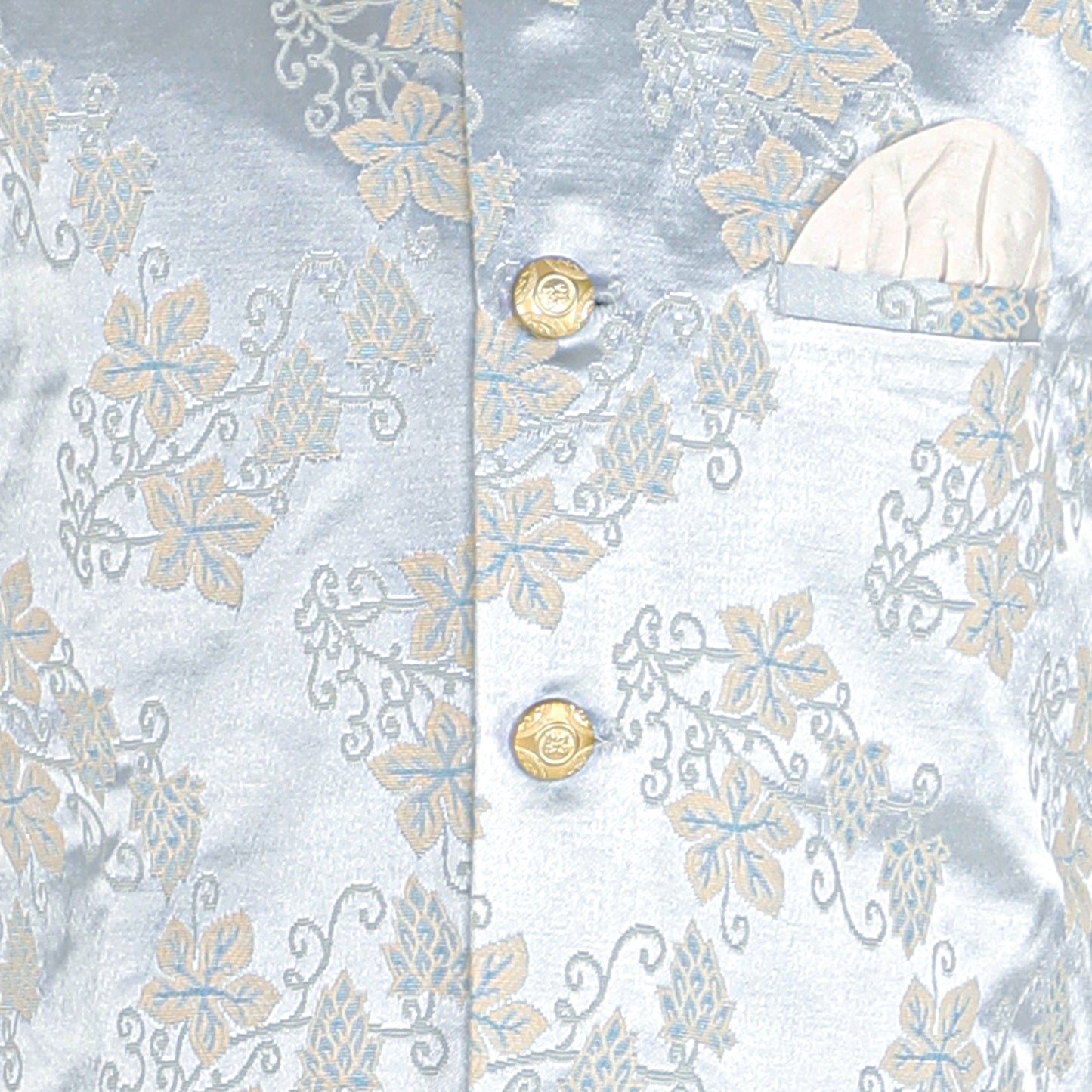 Pro Ethic Kurta Pajama For Boys With Waist Coat Silk Floral Light Blue (S-209)