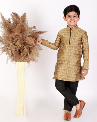 Brown Boys Ethnic Wear Kurta Pajama Silk Embellished - Pro Ethic