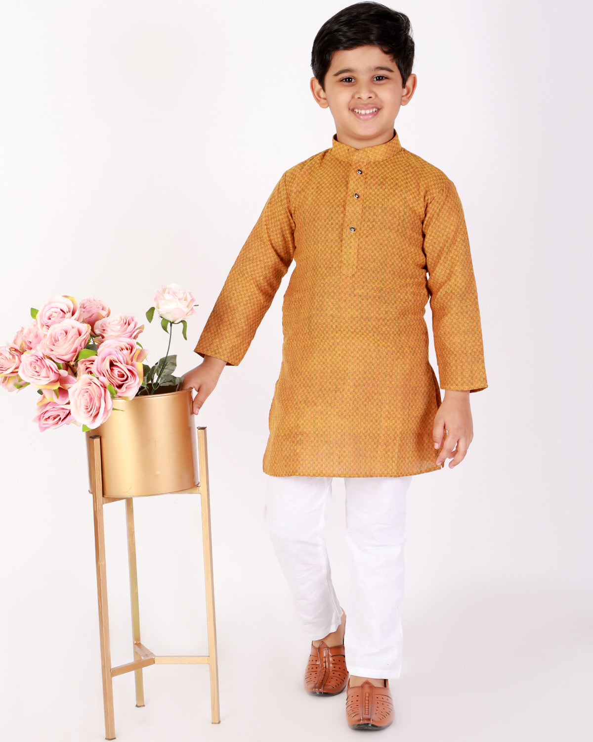 Pro Ethic Kids Boys Cotton Kurta Pajama Set Brown s144