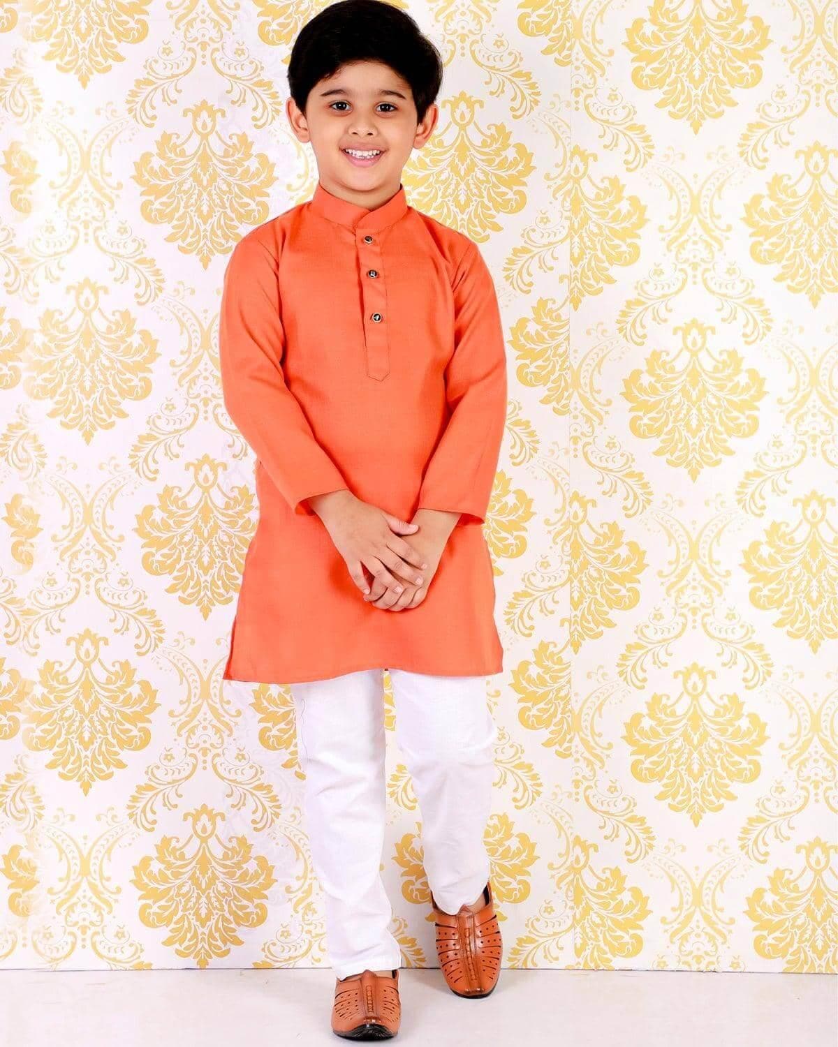 Pro Ethic Ethnic Wear Cotton Self Design Kurta Pajama Set for Kids and Boys #S-122