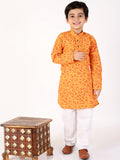 Pro Ethic Boys Yellow Kurta Pajama Floral Printed (S-158)
