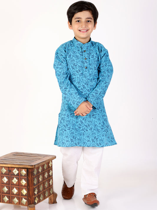 Pro Ethic Boys Blue Kurta Pajama Floral Printed (S-158)