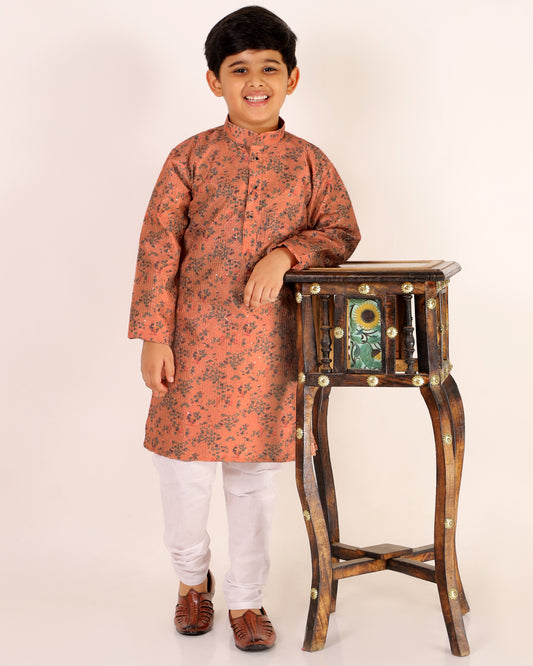 Pro Ethic Boys Kurta Pajama Set Silk Embellished Design Pink (S-172)