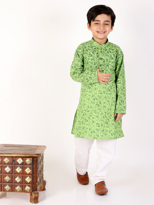 Pro Ethic Boys Green Kurta Pajama Floral Printed (S-158)