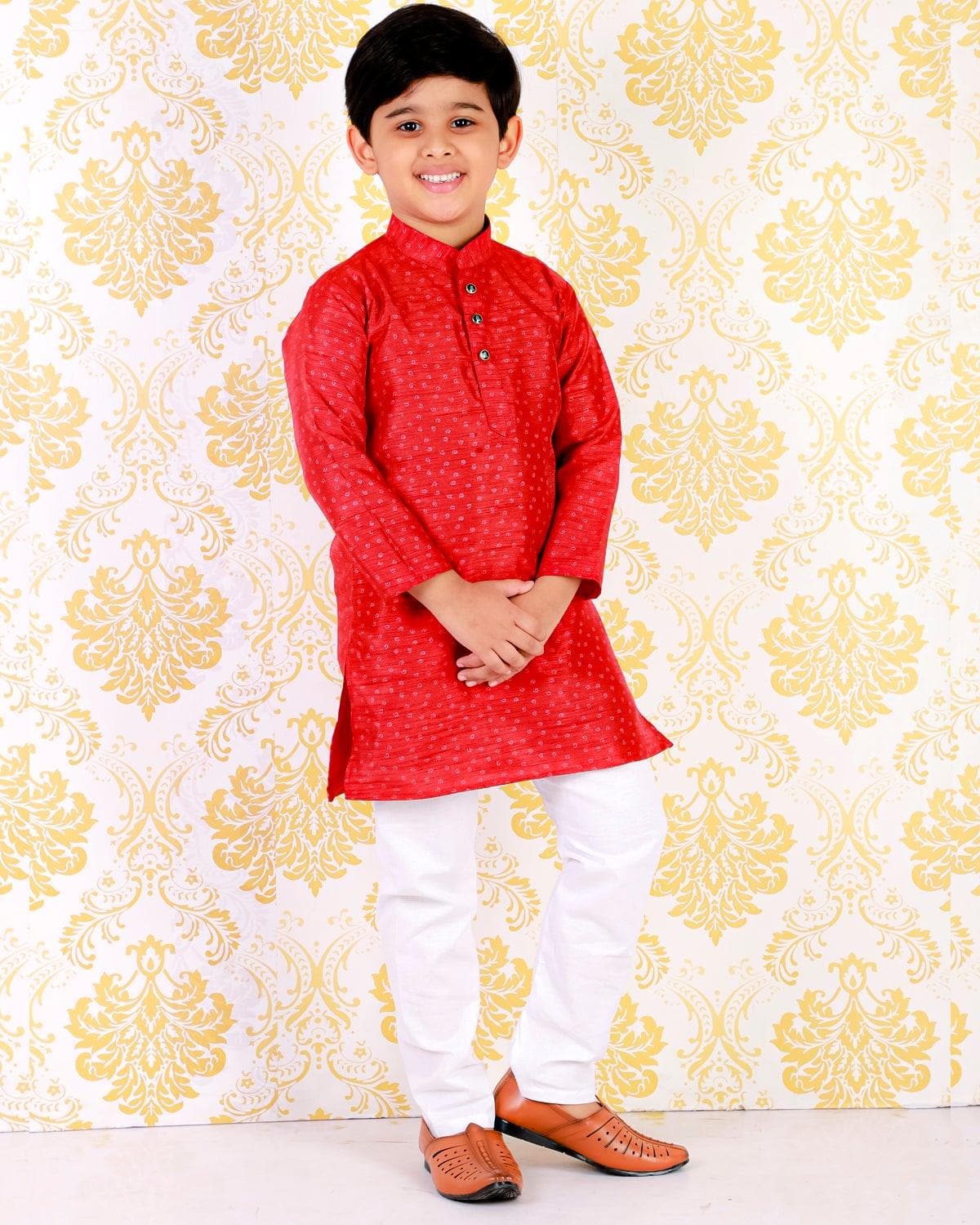 Pro Ethic Wear Silk Printed Kurta Pajama Set for Kids and Boys #S-121