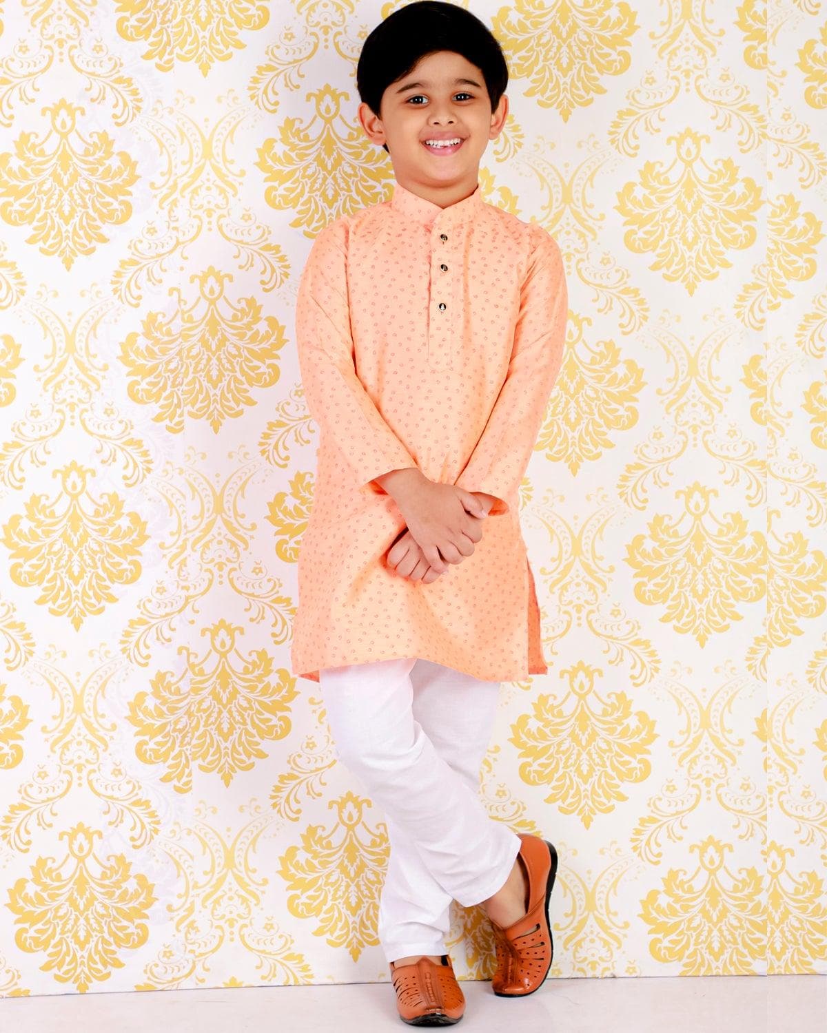 Pro Ethic Wear Silk Printed Kurta Pajama Set for Kids and Boys #S-121