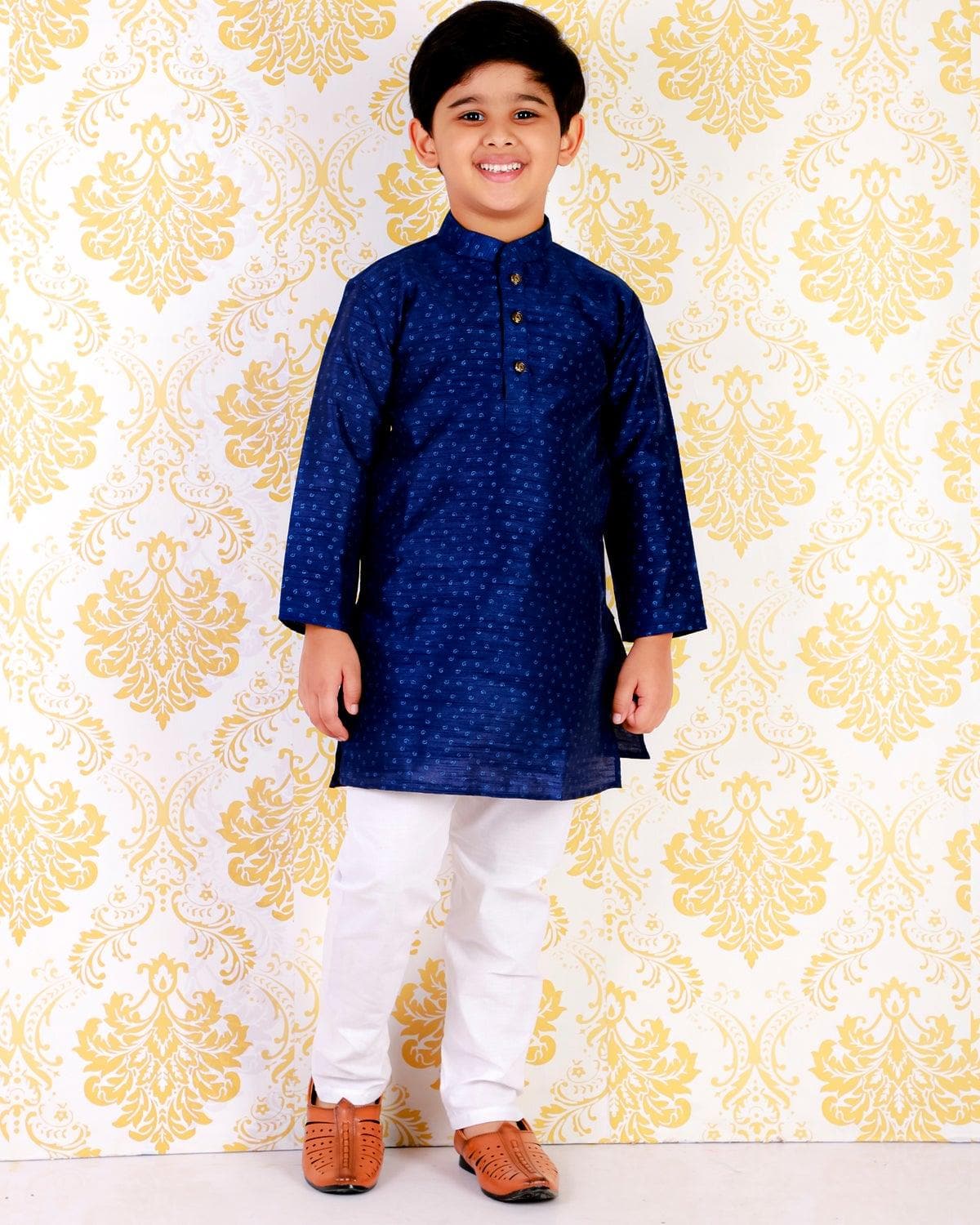 Pro Ethic Wear Silk Printed Kurta Pajama Set for Kids and Boys #S-121