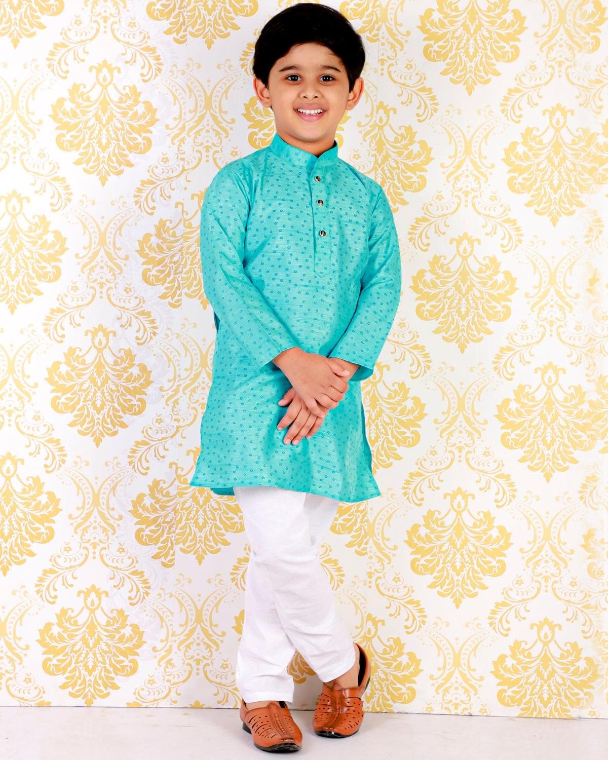 Pro Ethic Wear Silk Printed Kurta Pajama Set for Kids and Boys #S-121