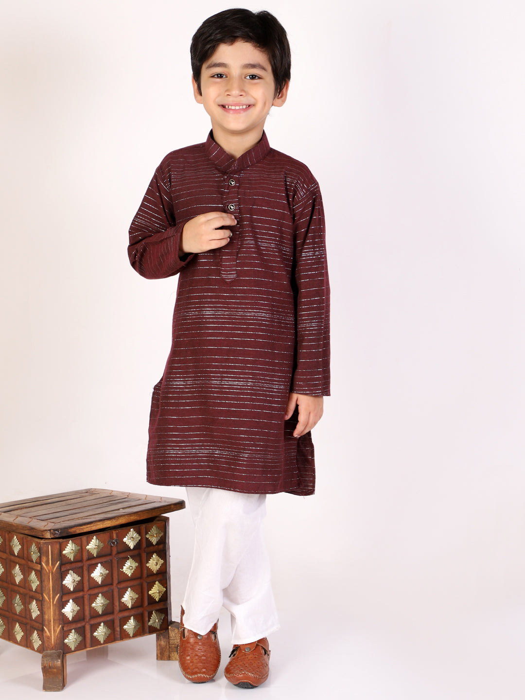 Pro Ethic Boys Maroon Kurta Pajama with Linen Shade (S-157)