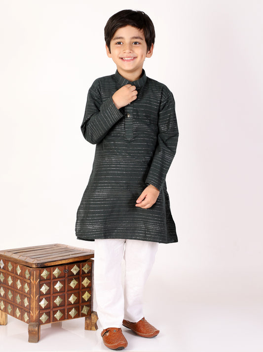 Pro Ethic Boys Dark Green Kurta Pajama with Linen (S-157)