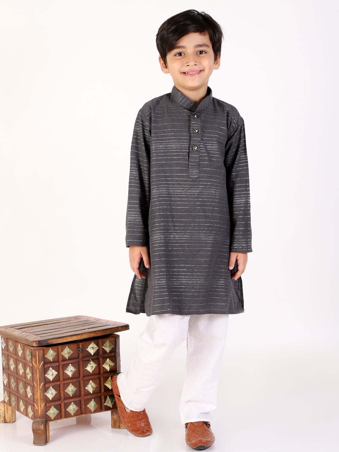 Pro Ethic Boys Grey Kurta Pajama with Linen (S-157)