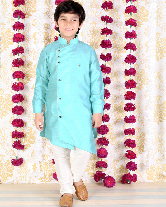 Pro Ethic Silk Firozi Kids Cut Kurta Pajama For Boys S-138