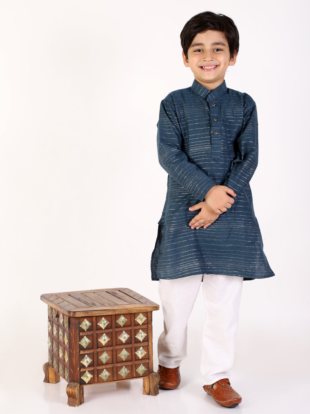 Pro Ethic Boys Royal Blue Kurta Pajama with Linen (S-157)