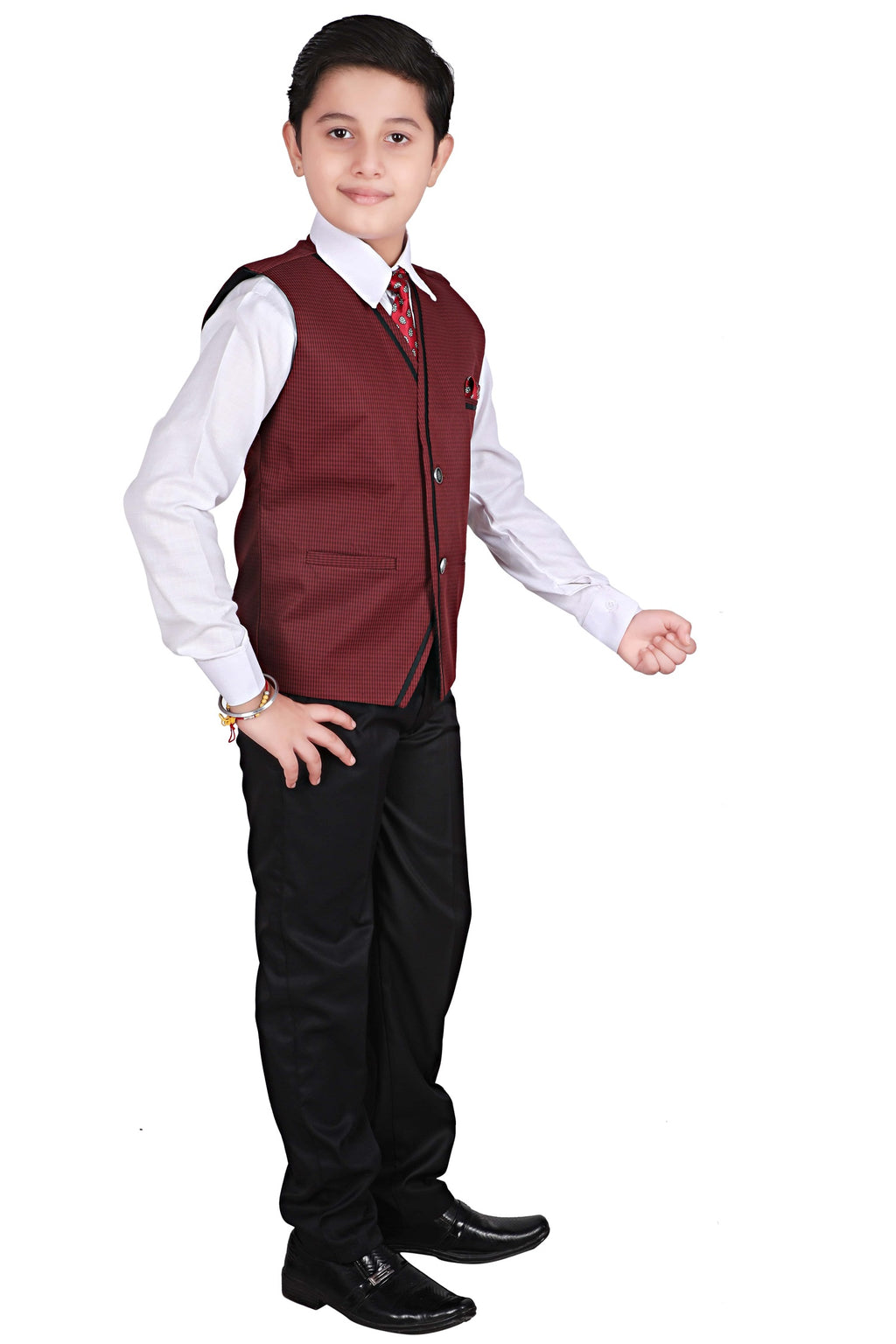 Pro Ethic Three Piece Suit For Boys Cotton Maroon T-122