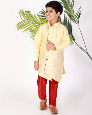 Pro Ethic Boys Ethnic Wear Kurta Pajama Set Gold Silk 138