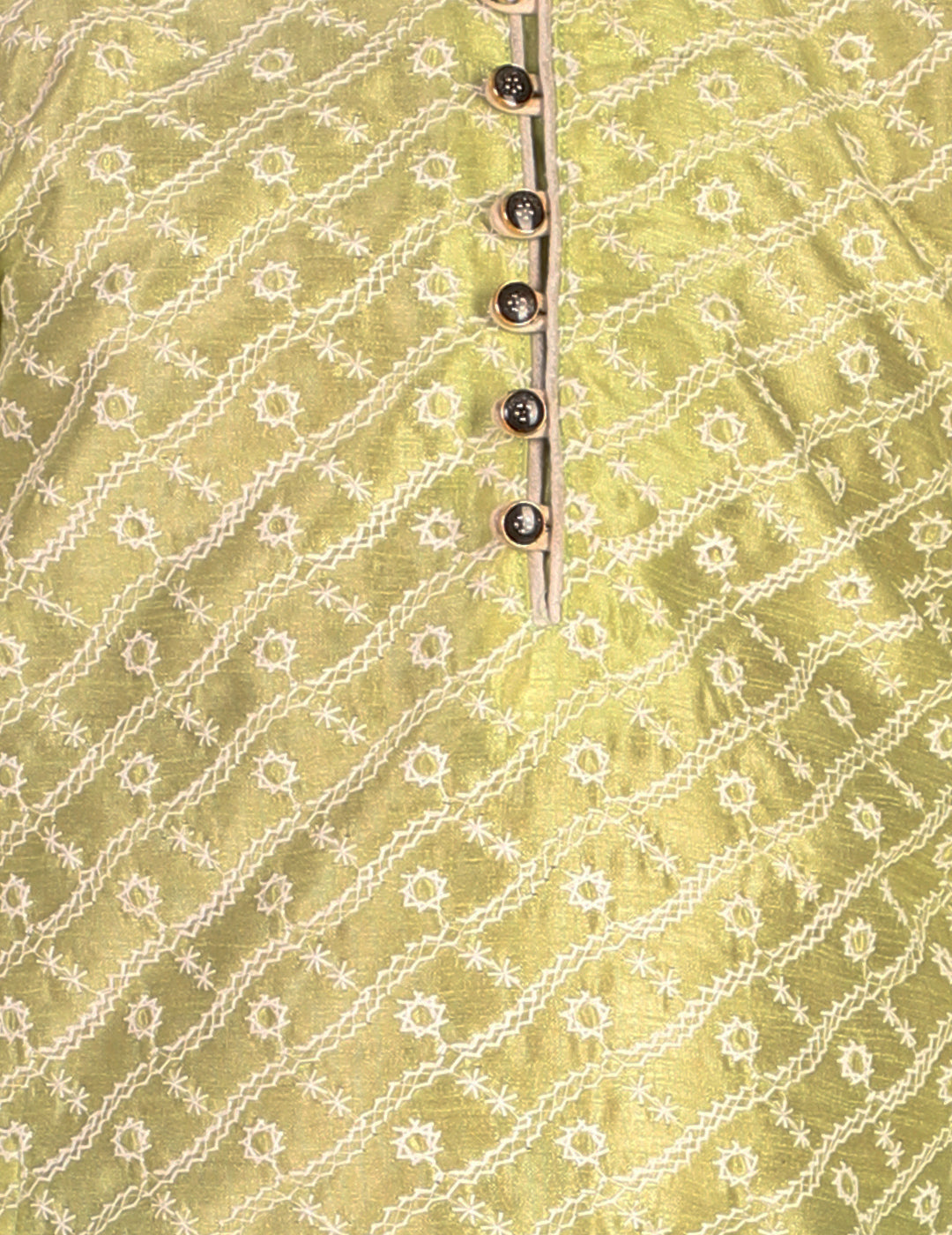 Pro Ethic Boys Kurta Pajama & Waistcoat Set Silk Chicken Design Green (S-177)