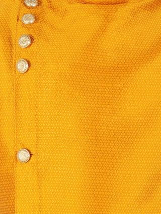 Pro Ethic Boy's Silk Jacquard Style Mustard Kurta Pajama Set (S-162)