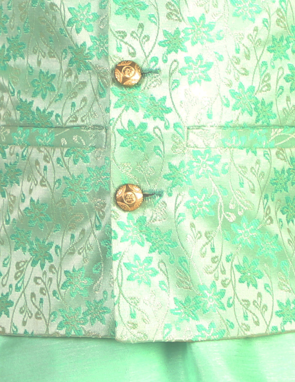 Pro Ethic Boys Kurta Pajama & Waistcoat  Set Silk Floral Design Green (S-176)