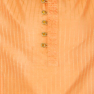 Pro Ethic Men's Silk Kurta Pajama | Mandarin Collar | Orange (A-109)