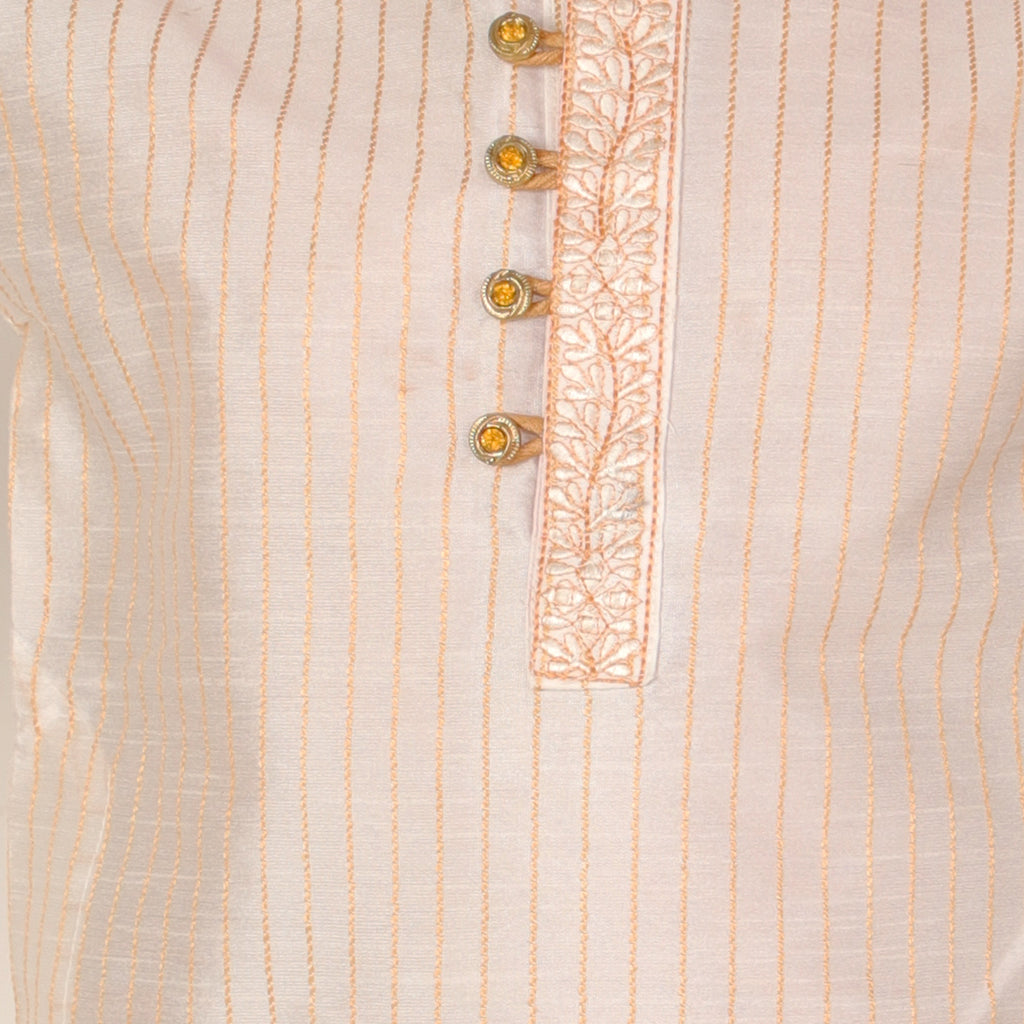 Pro Ethic Men's Silk Kurta Pajama | Mandarin Collar | Cream (A-109)