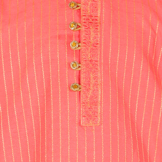 Pro Ethic Men's Silk Kurta Pajama | Mandarin Collar | Pink (A-109)