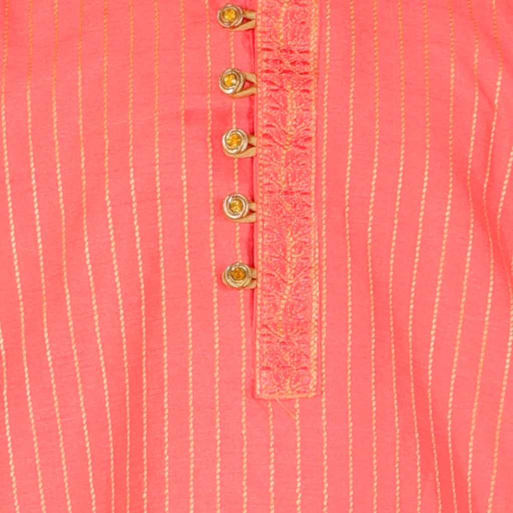 Pro Ethic Men's Silk Kurta Pajama | Mandarin Collar | Pink (A-109)
