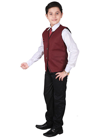 Pro Ethic Three Piece Suit For Boys Cotton Maroon T-122