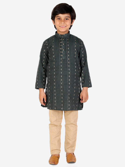 Pro Ethic Dark Green Cotton Kids Kurta Pajama For Boys 152