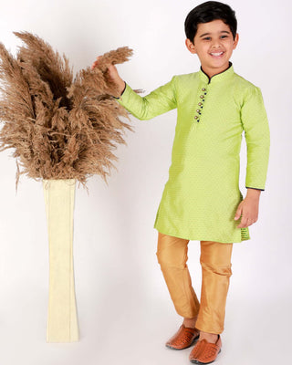Boys Ethnic Wear Kurta Pajama -Silk Light Green S135
