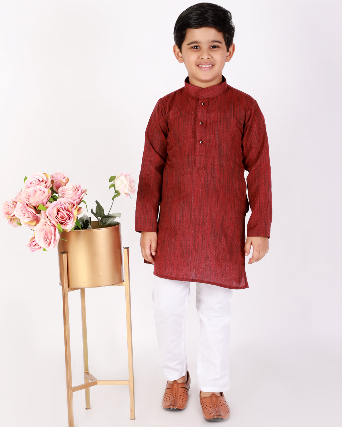 Pro Ethic Kids Boys Kurta Pajama Set Cotton Maroon s-144