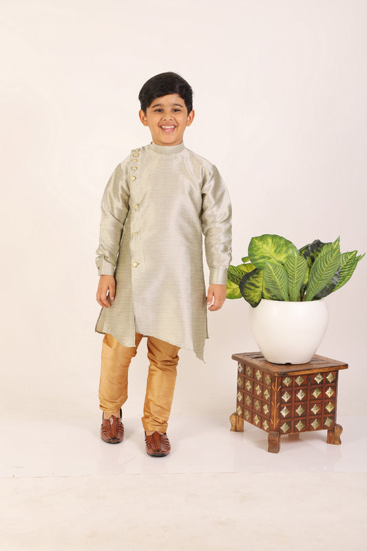 Pro Ethic Boy's Silk Jacquard Style Cream Kurta Pajama Set (S-162)