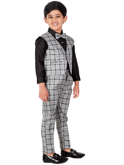 Pro Ethic Three Piece Suit For Boys Cotton Grey T-124