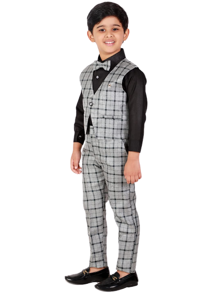 Pro Ethic Three Piece Suit For Boys Cotton Grey T-124