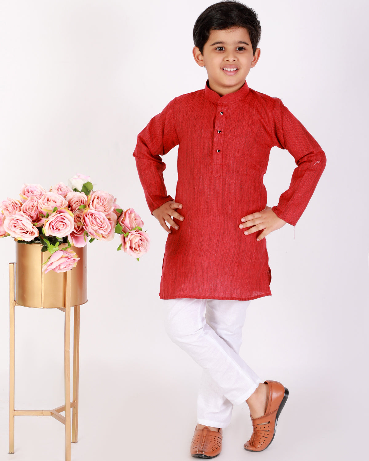 Pro Ethic Kids Boys Kurta Pajama Set Cotton Red S-144